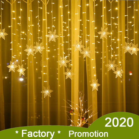 Christmas snowflakes LED String lights Flashing Lights Curtain Light Waterproof Holiday Party Connectable Wave Fairy Light 3.2M ► Photo 1/6