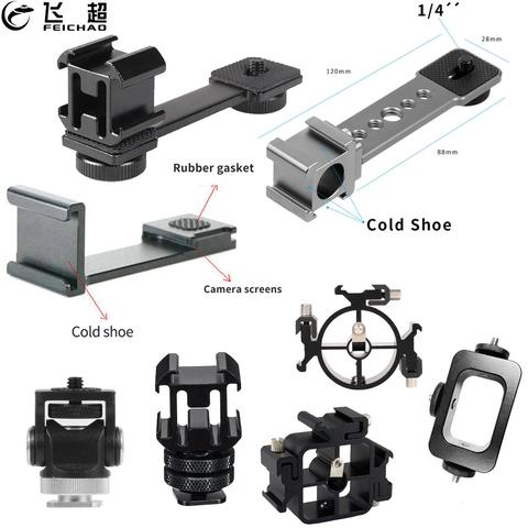 3in1 Triple Cold Shoe Mount Plate Bar Microphone Stand Video Light Extend Bracket for Zhiyun Smooth 4 Feiyu Vimble 2 Osmo Mobile ► Photo 1/6