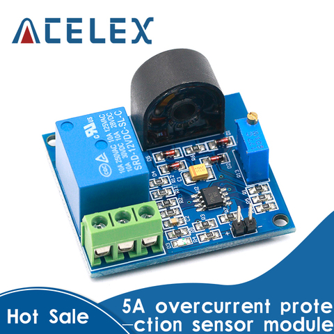 AC Current Detection Sensor Module 5V 12V 24V Relay Protection Module 5A Over-Current Overcurrent Protection Switch Output ► Photo 1/6