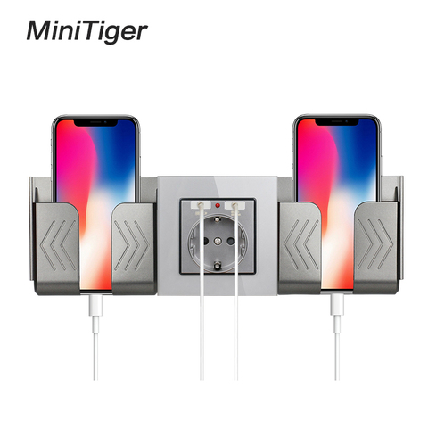 Minitiger Grey Wall Socket Phone Holder Smartphone Accessories Stand Support For Mobile Phone One / Two Phone Holder ► Photo 1/6
