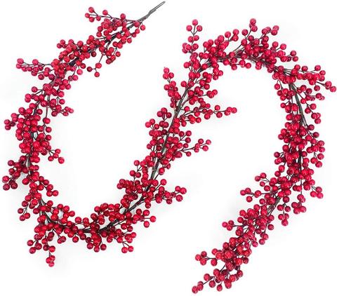 Christmas Red Berry Garland Decorations Thick Wreath Xmas Decoration Indoor Outdoor Home House Fireplace Christmas Tree Decor ► Photo 1/6