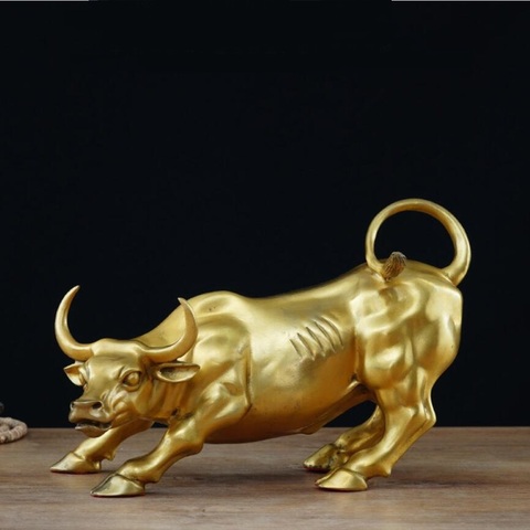 Stock Market Bull Statue, Brass Stock Market Bull