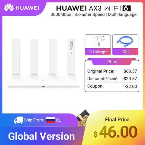 Global Version HUAWEI AX3 Router WiFi Revolution WiFi 6+ 3000 Mbps Make Full Use Of Your Internet WiFi6 MultiLanguage Easy Setup ► Photo 1/6