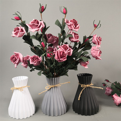 Beautiful Rose Flower White Ceramics Vases Artifical Flower Vase Ostrich  Feather Vase For Wedding Party Home Decorations - Vases - AliExpress