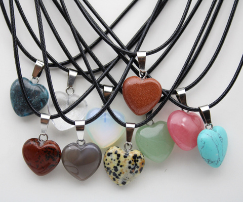 sell well 16mm natural stone heart pendant quartz crystal agates malachite turquoises stone for Jewelry making Necklace pendant ► Photo 1/6