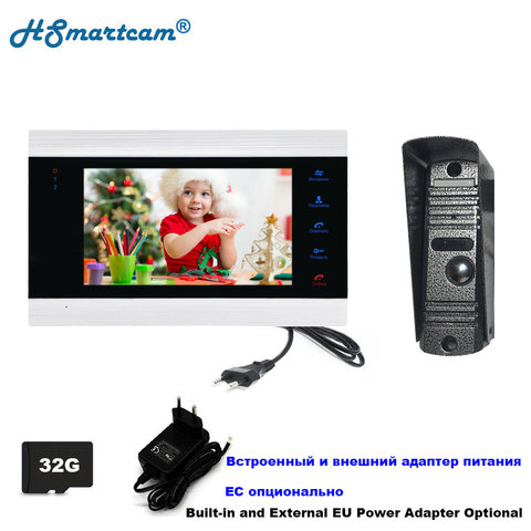 Home Video Doorbell Intercom Video Door Phone 7 inch Monitor Doorbell Camera 32G Memory Card Video Motion detection Intercom Kit ► Photo 1/6