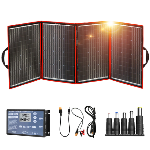 Dokio Black Solar Panels 200W (50Wx4pc) 18V China Foldable 12V Controller Panels Solar Battery Charge Motorhome RV Car 18V ► Photo 1/6