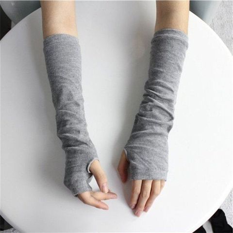 1 Pair Soft Stretchy Wrist Arm Hand Warmer Knitted Mittens Women Winter Long Fingerless Gloves Black Grey Coffee Hot Selling ► Photo 1/6