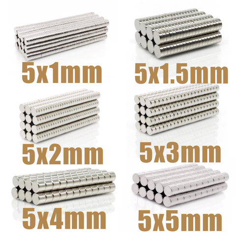 100~500Pcs N35 Round Magnet 5x1 5x1.5 5x2 5x3 5x4 5x5 Neodymium Magnet Permanent NdFeB Super Strong Powerful Magnets 5*1 5*2 5*3 ► Photo 1/6