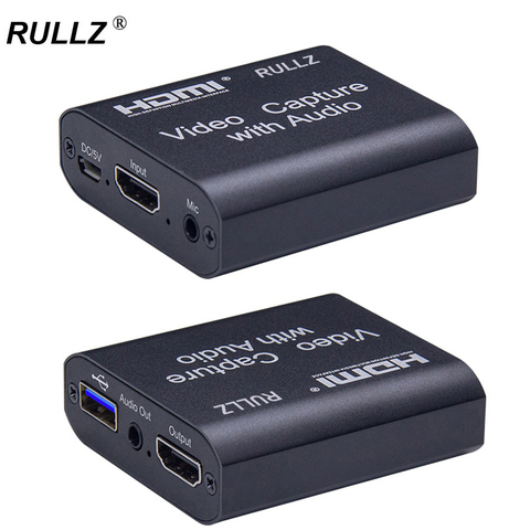 Rullz 4K 1080P HDMI To USB 2.0 3.0 Video Capture Card Loop Audio Out Mic IN Game Recording Box PC Live Streaming Broadcast Plate ► Photo 1/6