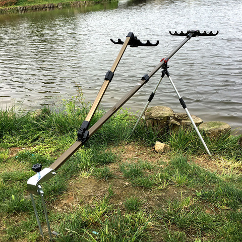 Fishing Equipment Telescopic Fishing Rods Holder Stands Folding Aluminum Alloy for Hand Carp Fishing Rods1.5m/1.7m/2.1m ► Photo 1/6