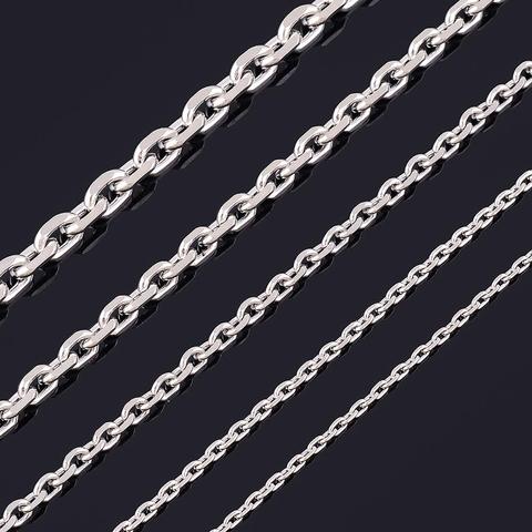 1.5/2/2.4/3/4/5mm Mens and Women Cuban Chain Fashion Silver Tone Stainless Steel Oval Necklace Top quality Fashion Jewelry ► Photo 1/2
