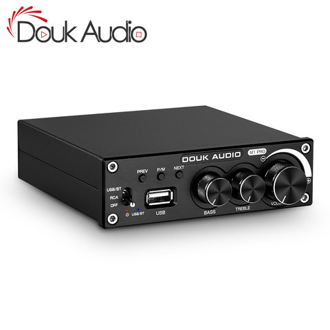 Douk audio Bluetooth 5.0 Power Amplifier Stereo 2.0 Ch Subwoofer Amp Treble Bass Adjust USB Lossless Music Player 100W/320W ► Photo 1/6