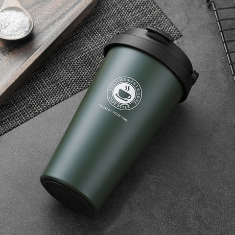 500ML Large capacity Coffee Mug with lid and handle  Creative Christmas and New Year Gift stainless steel Thermos Flask  BPA Fre ► Photo 1/6