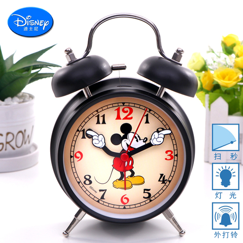 Disney Mickey creative metal loud children cute student bedroom bedside mute alarm clock night light alarm clock ► Photo 1/5