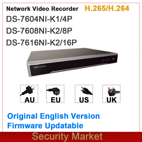 Original hikvision english version NVR Embedded Plug&Play 4/8/16Ch NVR DS-7604NI-K1/4P and DS-7608NI-K2/8P and DS-7616NI-K2/16P ► Photo 1/1