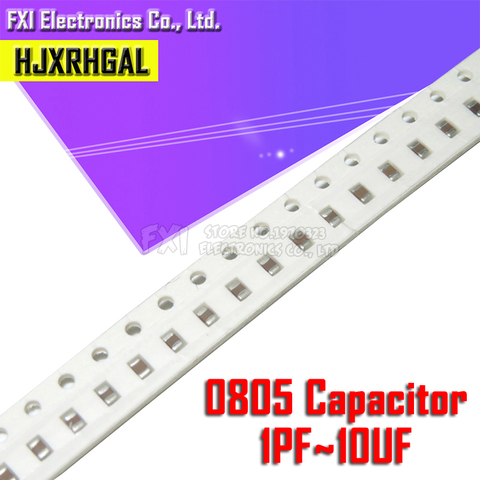 100pcs 0805 50V SMD Thick Film hjxrhgal Chip Multilayer Ceramic Capacitor 0.5pF-47uF 10NF 100NF 1UF 2.2UF 4.7UF 10UF 1PF 6PF ► Photo 1/2