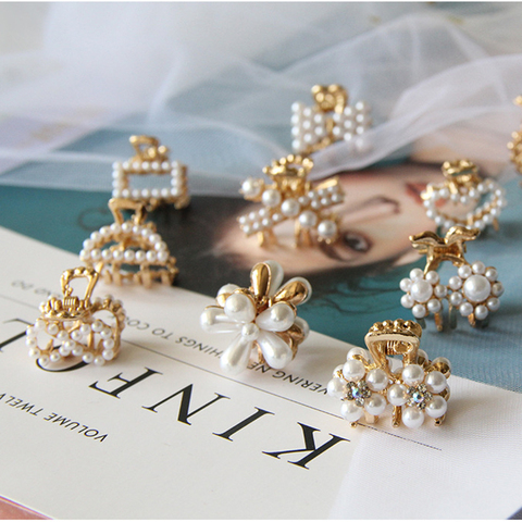 Mini Pearl Hair Claw for Women Girls Retro Rhinestone Flower Crab Claw Clip Small Hairpins Hair Crab Girl Hair Accessories ► Photo 1/6