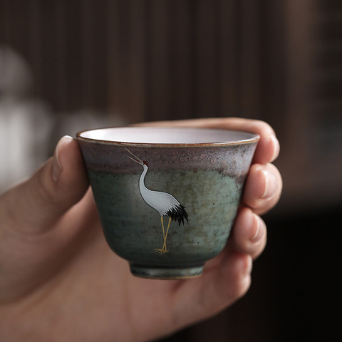 Rui Ching Cheung Crane Tea Cup Handmade Stoneware Kiln Baked Retro Teacup Personal Master Cup Cup Teacups Tea ► Photo 1/5
