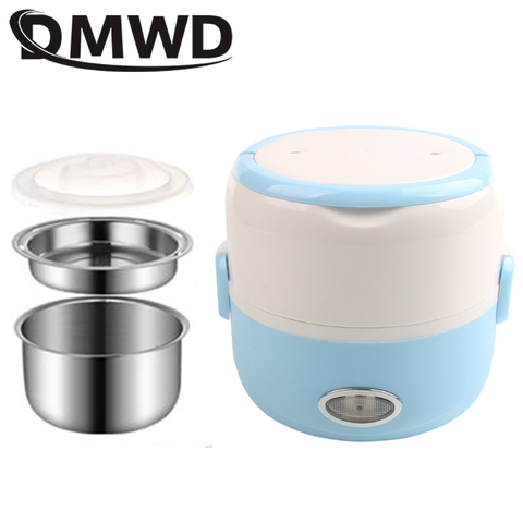 DMWD Mini Rice Cooker Electric Heating Lunch Box Heater Food Warmer Stainless Steel Liner Container Egg Steamer 1.3L 110V/220V ► Photo 1/6