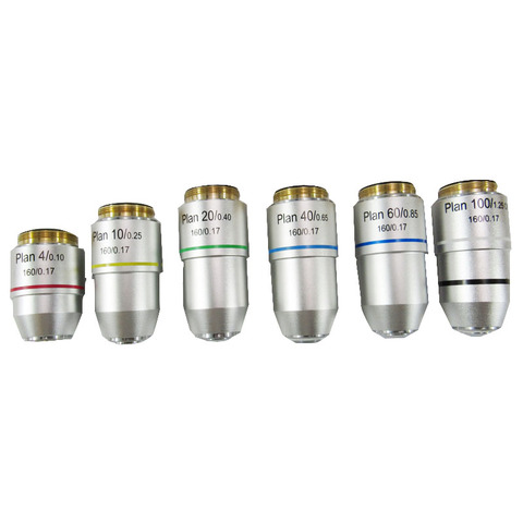 Biological Microscope Plan Objective Lens 4X 10X 20X 40X 60X 100X RMS Thread 160/0.17 ► Photo 1/6