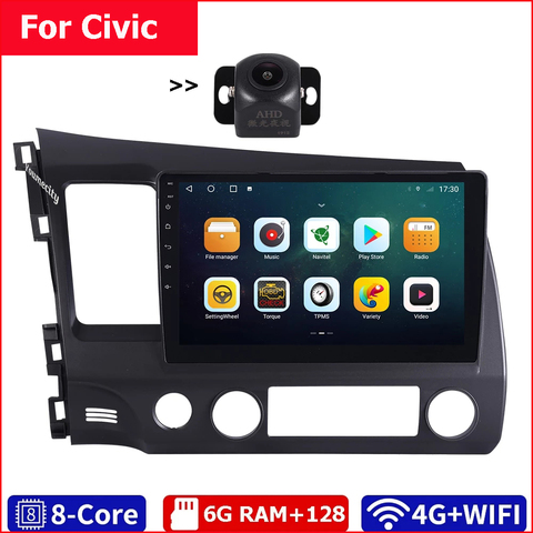 Eight Core/Android 9.0 Car Multimedia Player DVD Gps For Honda Civic 4d FN 8 Fk 2008 2006 2011 Radio IPS 2DIN 10.1inch Video BT ► Photo 1/6