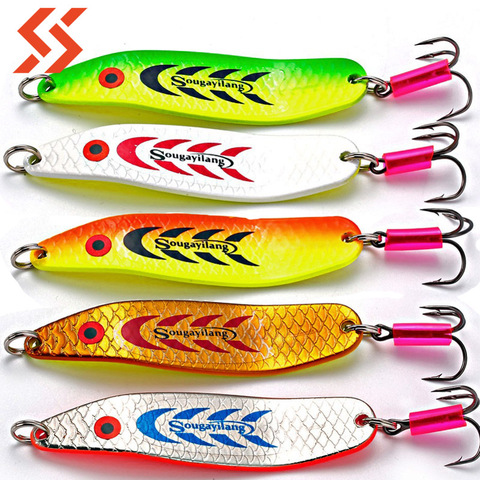 Sougayilang Metal Strong Hard Lure Spinner Spoon 5 Colors Fishing Lures Artificial Popper Crank Shark Bait Saltwater Tackle Tool ► Photo 1/6