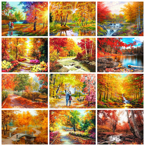Huacan 5D Diamond Painting fall Full Square&Round Diamond Embroidery Mosaic Landscape Home Decorations ► Photo 1/6