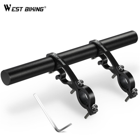 WEST BIKING Bicycle 20-35cm Handlebar Extended Bracket Headlight Mount Bar Computer Clip Double MTB Road Bike Handlebar Extender ► Photo 1/6