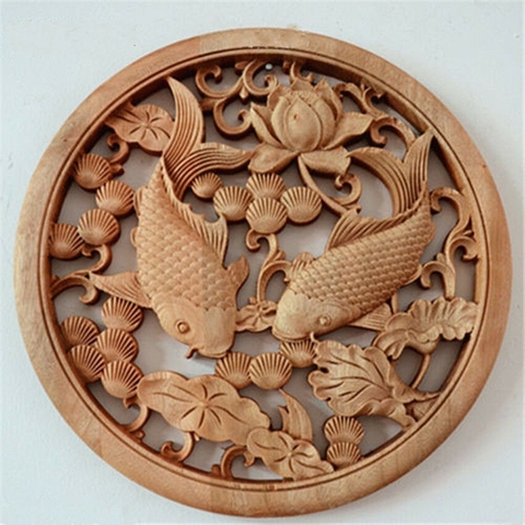 Chinese Handmade Sculpture Lotus Flowers Double Fishes Animal Statue Bring Wealth And Good Luck ► Photo 1/1