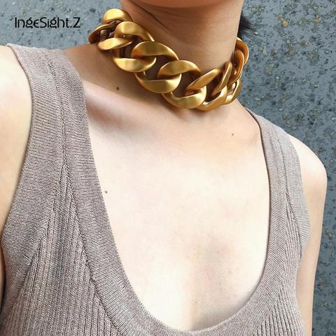 IngeSight.Z Men Punk Hip Hop Miami Curb Cuban Thick Choker Necklace Women Vintage Chunky Heavy Clavicle Necklace Collar Jewelry ► Photo 1/6