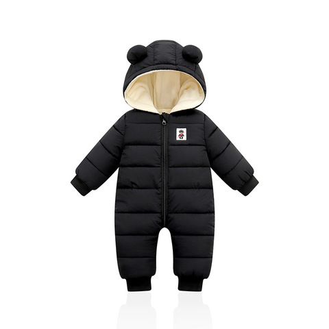 LZH 2022 Autumn Winter Infant Baby Clothing New Baby Boys Thick Down Cotton Jumpsuit Girls Long-sleeved Hooded Romper 3-12 Month ► Photo 1/6