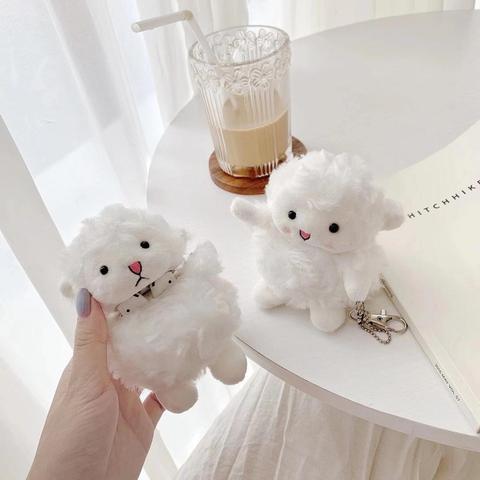 Pure white plush 3D little sheep Earphone Cover for AirPods Pro 3 furry warm hands silicone Protective Case for AirPod 1 2 case ► Photo 1/6