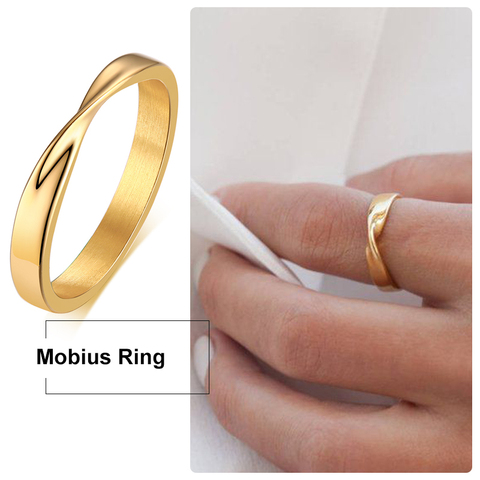 Thin 3mm Womem's Mobius Ring Charm Stainless Steel Twist Mobius Wedding Ring Infinite Love Gitfs ► Photo 1/6