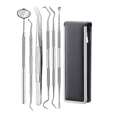 6pc/set Dental Mirror Stainless Steel Dental Dentist Prepared Tool Set Probe Tooth Care Kit Instrument Tweezer Hoe Sickle Scaler ► Photo 1/6