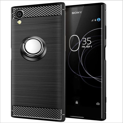 For Sony Xperia XA1 Plus G3426 G3416 G3412 Case Luxury Brushed Carbon Fiber Case For Sony XA1 Plus Magnetic Ring Holder Cover ► Photo 1/6