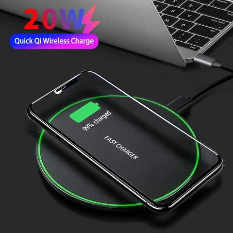 20W Fast Wireless Charger For Samsung Galaxy S10 S9/S8 S20 Note 9 USB Qi Charging Pad for iPhone 12 SE 11 Pro XS Max XR X 8 Plus ► Photo 1/6