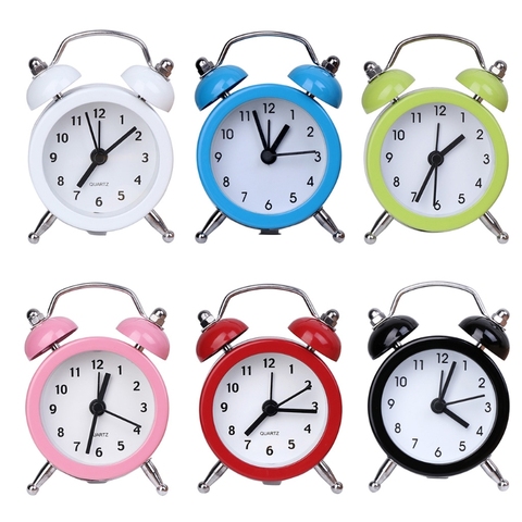 Portable Cute Mini Round Battery Alarm Clock Desktop Table Bedside Clocks Decor ► Photo 1/6