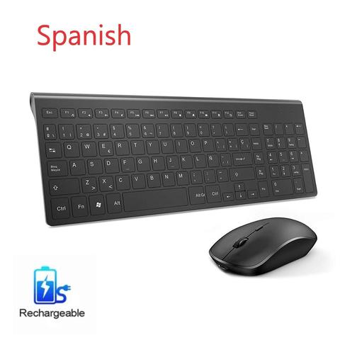 Spanish Wireless Keyboard and Mouse Ergonomics, built-in battery Rechargeable, Long-term Use With USB interface ► Photo 1/6