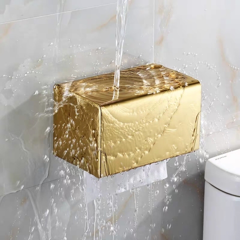 Toilet Paper Holder Gold Stainless Steel Bathroom Roll Paper Wall Mounted Mobile Phone Rack Paper Towel Holder Toilet Tissue Box ► Photo 1/6