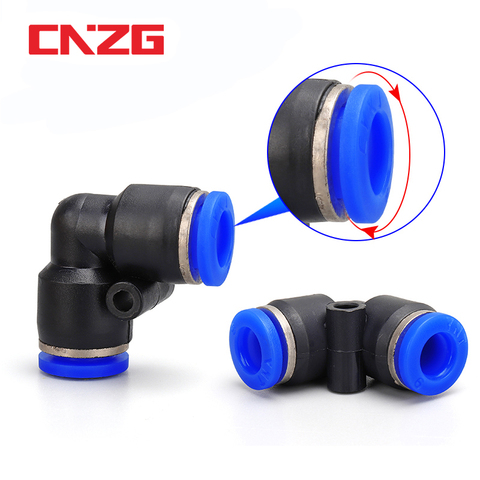 PV Degree Elbow Pneumatic Quick Fitting Plastic 4mm 6mm 8mm 10mm Air Parts Pipe Push In Water Quick Connector Slip Lock 2 Way ► Photo 1/6
