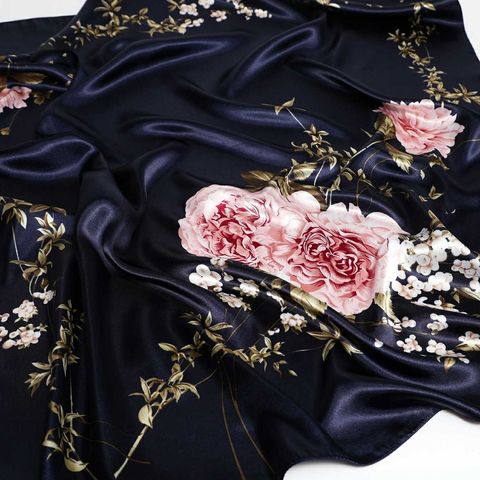 90*90cm Square Shawls and Wraps Floral Print Neck Scarf For Women Silk Satin Neck Scarfs For Ladies Bandana Head Scarves Female ► Photo 1/6