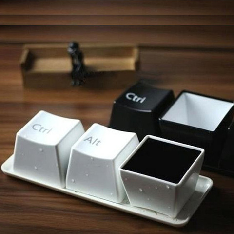 New Creative Cup Tea Set Keyboard Fashion Cups Black Color Ctrl Del Alt 3 Pieces/ Mugs Promotion Gifts Coffee Cup Cups and Mugs ► Photo 1/6