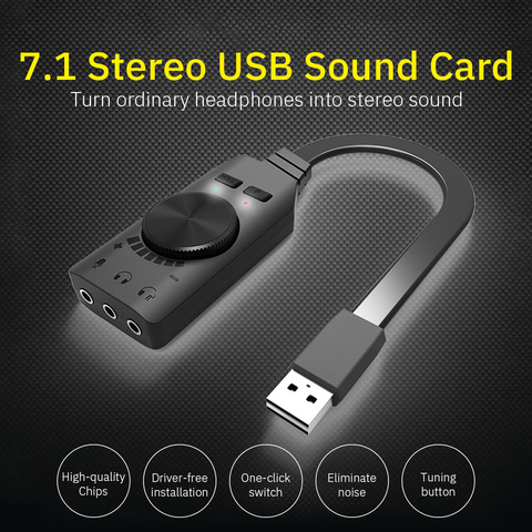 Buy Online Gs3 External Sound Card Virtual 7 1ch Usb Sound Card Volume Adjustable 3 Port Output For Windows Mac Linux Game Headphone Alitools