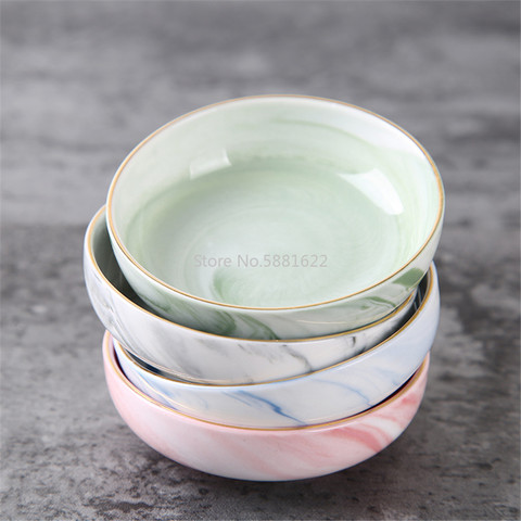 Luxury Ceramic Dish Marble Pattern Round Fruit Seasoning Soy Vinegar Ketchup Sauce bowl Pigments Plates Japanese Sushi Tableware ► Photo 1/6