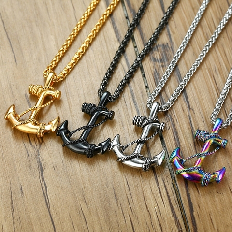 Stainless Steel Sea Anchor Sailor Man Men Necklaces Chain Pendants Punk Rock Hip Hop Unique for Male Boy Fashion Jewelry Gift ► Photo 1/6