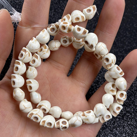 Skull-shaped Natural Stone Beads White Turquoises Bracelet Necklace Jewelry For DIY Jewelry Birthday Gifts Size 6x8mm/8x10mm ► Photo 1/5