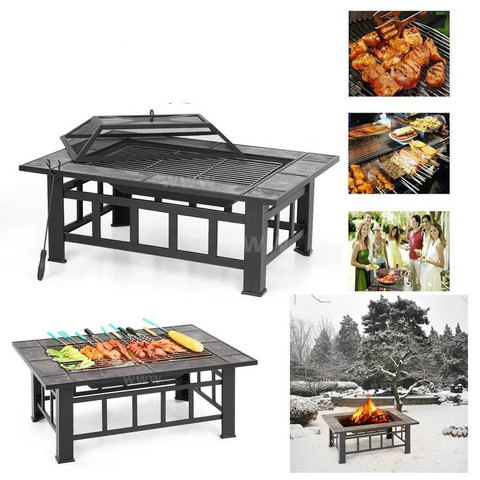 Metal BBQ Grill Barbecue Grill for Outdoor Christmas Brazier Outdoor Fireplace W/ Firepit Cover&Poker+BBQ Grill camping ► Photo 1/6