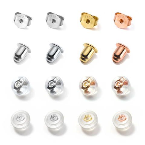 10pcs/lot 925 Sterling Silver Earring Back Earplug 4 Colors Entire S925 Silver Earring Nut Stoppers For DIY Jewelry Findings ► Photo 1/5