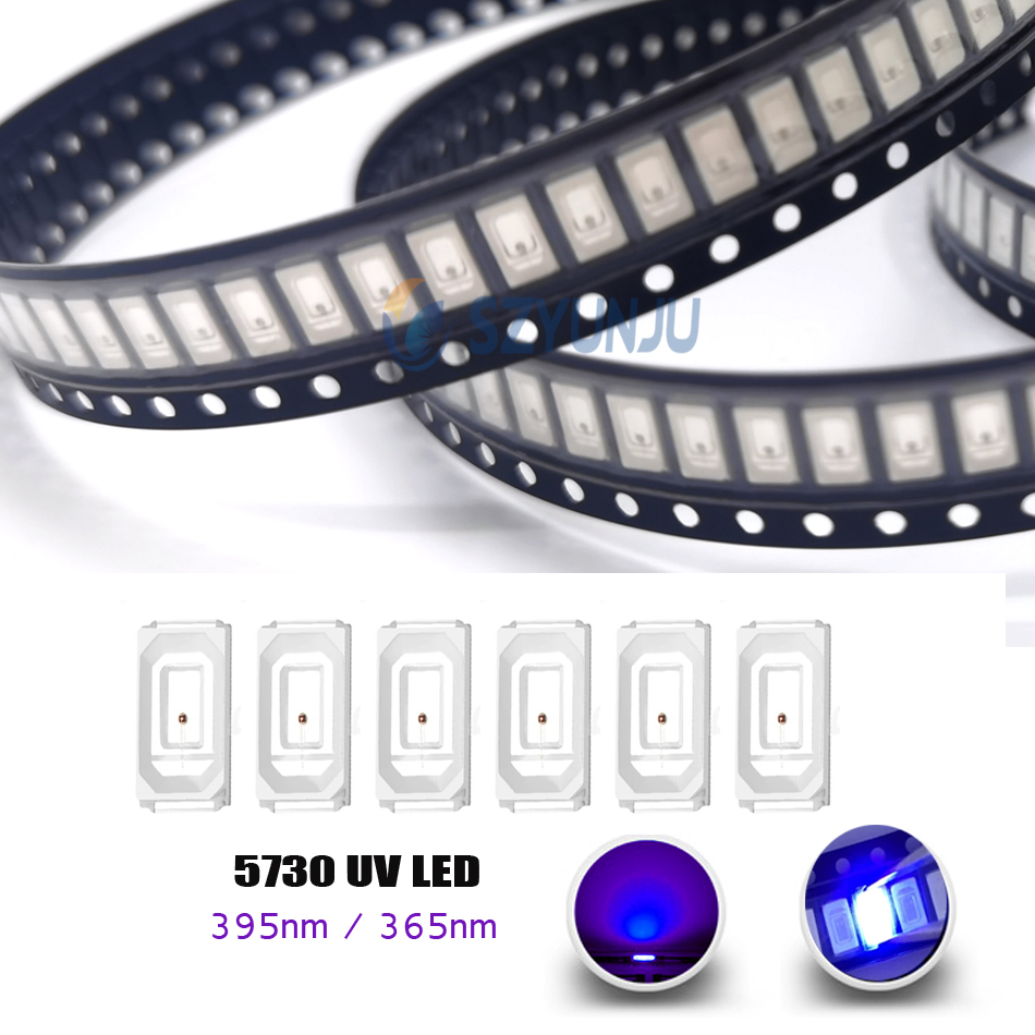 50pcs 5mm Straw hat UV Purple 395-400NM LED Wide Angle Light lamp 